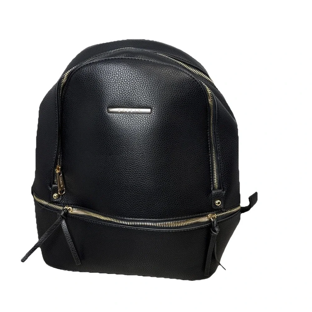 Dasein‎ Black Faux Leather Backpack and Matching Wristlet Set Gold Hardware NWOT